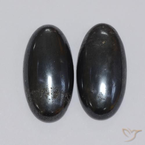 17.40ctw Natural Gris oscuro Hematites, Ovalada, Opaco
