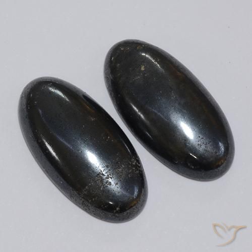 Gemas de Hematites Gris oscuro natural de 17.40 ct, Ovalada, Opaco