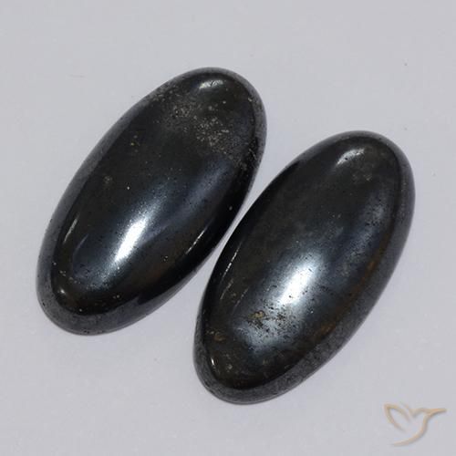 Gemas de Hematites Gris oscuro natural de 17.40 ct, Ovalada, Opaco