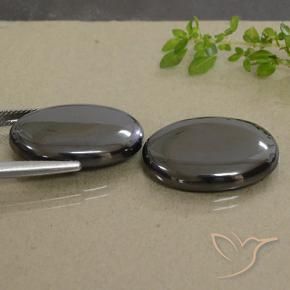 Gemas de Hematites Gris negro natural de 53.80 ct, Ovalada, Opaco