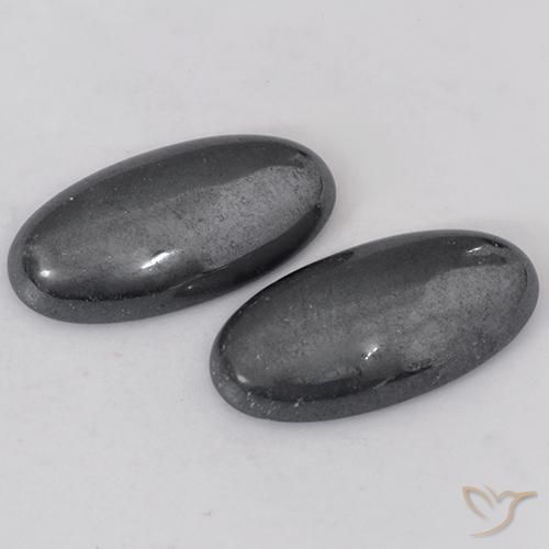 17.96ctw Natural Gris Hematites, Ovalada, Opaco