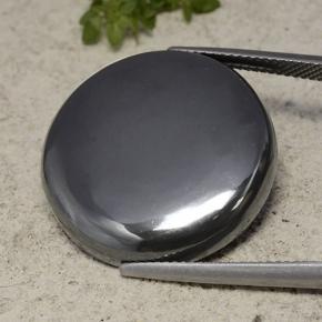 Hematita gris natural de 41,40 ct, corte redondo, opaco