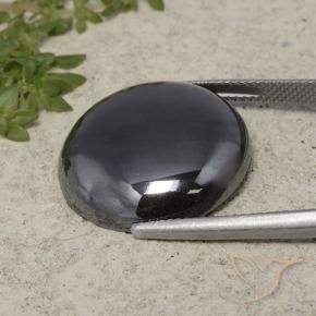 Hematites Gris negro natural de 33.27 ct, Redondo, Opaco