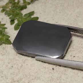 Hematites Gris negro natural de 19.27 ct, corte esmeralda, Opaco