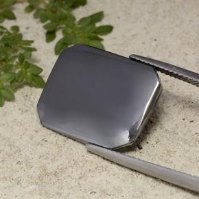 Hematita gris natural de 12,05 ct, corte esmeralda, opaco