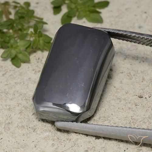 21.68ct Natural Gris negro Hematites, corte esmeralda, Opaco