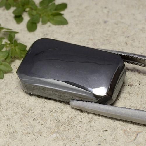 Hematites Gris negro natural de 21.68 ct, Corte Octágono / Esmeralda, Opaco