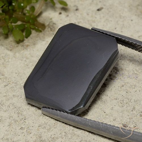 Hematita negro y gris natural de 16,50 ct, corte esmeralda, opaco