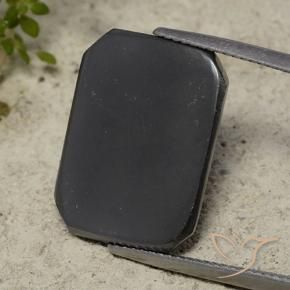 Hematita negro y gris natural de 16,50 ct, corte esmeralda, opaco