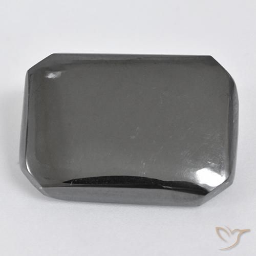 19.55ct Natural Gris plateado Hematites, corte esmeralda, Opaco