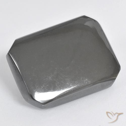 Hematites Gris plateado natural de 19.55 ct, Corte Octágono / Esmeralda, Opaco