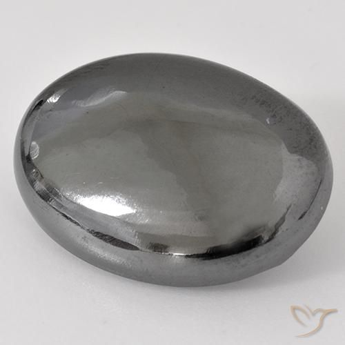 Hematites Gris plateado natural de 33.54 ct, Ovalada, Opaco