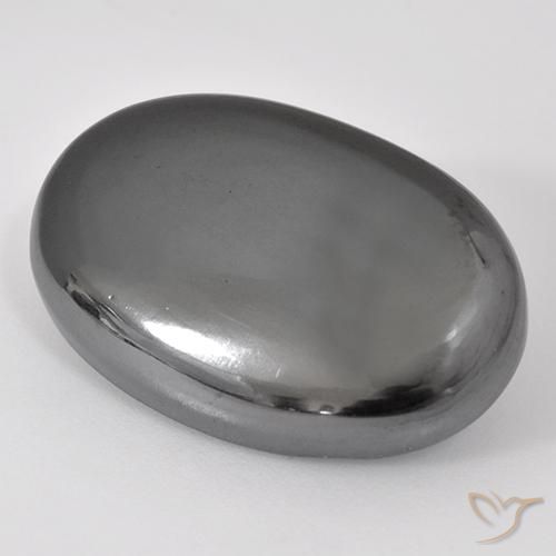 Hematites Gris plateado natural de 34.18 ct, Ovalada, Opaco
