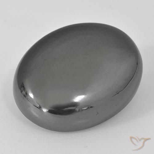Hematites Gris plateado natural de 38.37 ct, Ovalada, Opaco