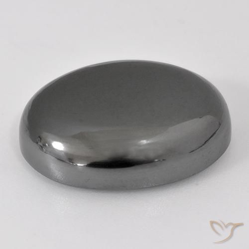 Hematites Gris plateado natural de 38.37 ct, Ovalada, Opaco