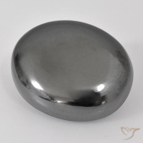 Hematites Gris plateado natural de 25.50 ct, Ovalada, Opaco