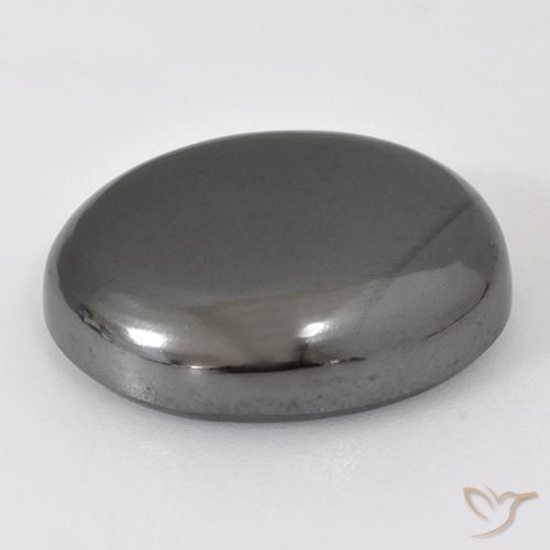 Hematites Gris plateado natural de 25.50 ct, Ovalada, Opaco