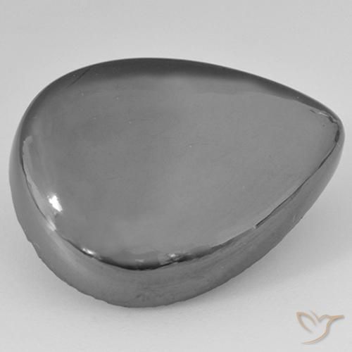Hematites Gris plateado natural de 33.97 ct, En forma de pera, Opaco
