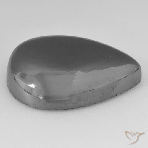 Hematites Gris plateado natural de 33.97 ct, En forma de pera, Opaco