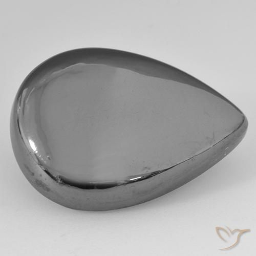 Hematites Gris plateado natural de 31.03 ct, En forma de pera, Opaco
