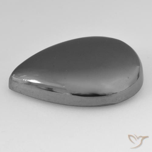 Hematites Gris plateado natural de 31.03 ct, En forma de pera, Opaco
