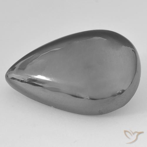 Hematites Gris medio natural de 25.28 ct, En forma de pera, Opaco