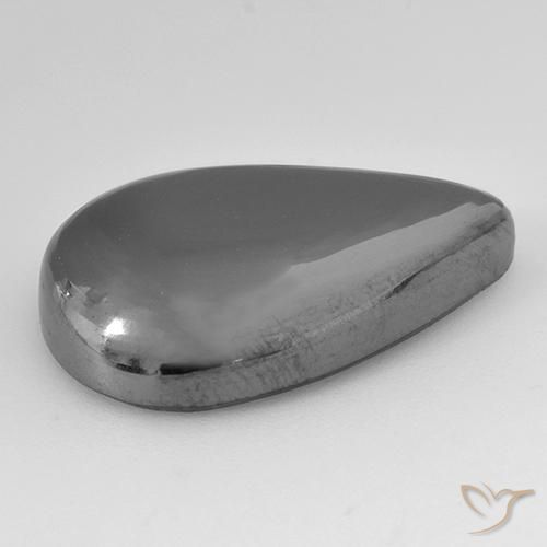 Hematites Gris medio natural de 25.28 ct, En forma de pera, Opaco