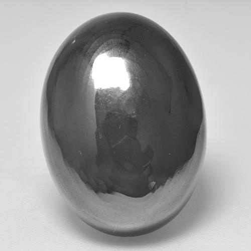 Hematita gris natural de 32,16 ct, corte óvalo, opaco