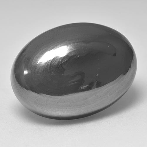 Hematita gris natural de 32,16 ct, corte óvalo, opaco