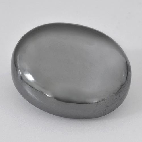 Hematita gris natural de 28,48 ct, corte óvalo, opaco