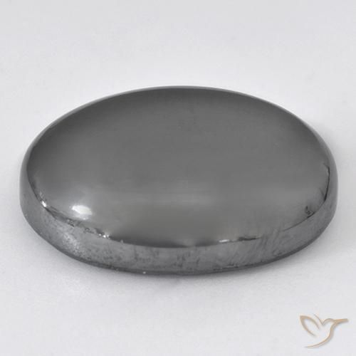Hematites Gris plateado natural de 44.78 ct, Ovalada, Opaco