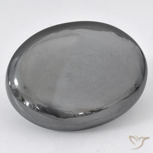 Hematites Gris plateado natural de 37.03 ct, Ovalada, Opaco
