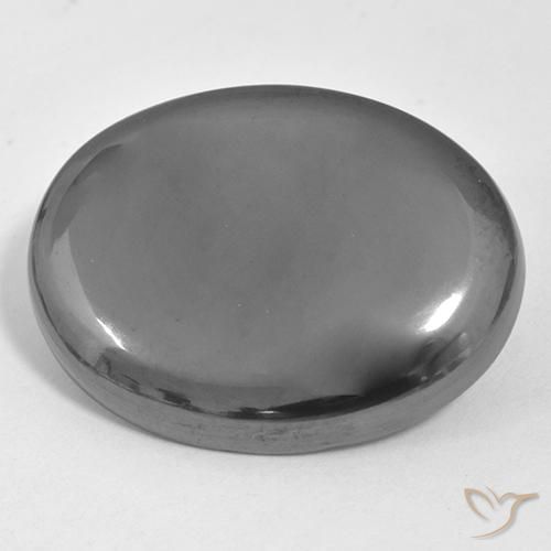 35.72ct Natural Gris plateado Hematites, Ovalada, Opaco