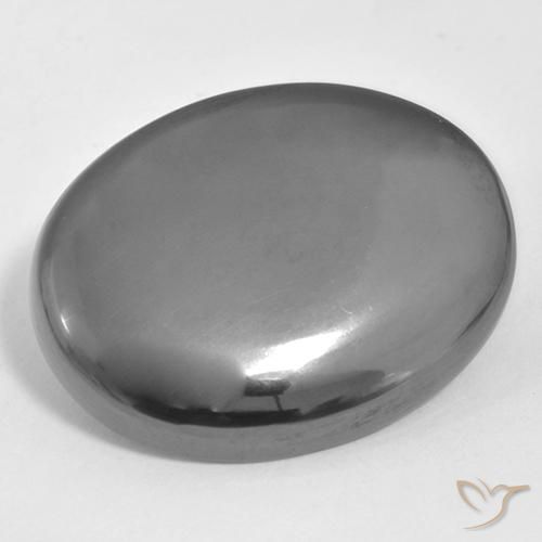 Hematites Gris plateado natural de 35.72 ct, Ovalada, Opaco