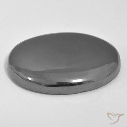 Hematites Gris plateado natural de 35.72 ct, Ovalada, Opaco