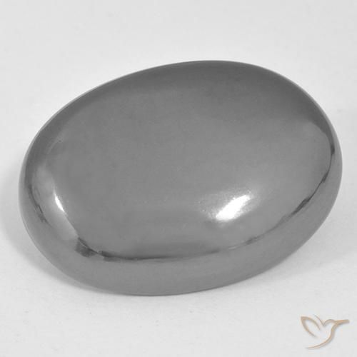 Hematites Gris plateado natural de 36.77 ct, Ovalada, Opaco