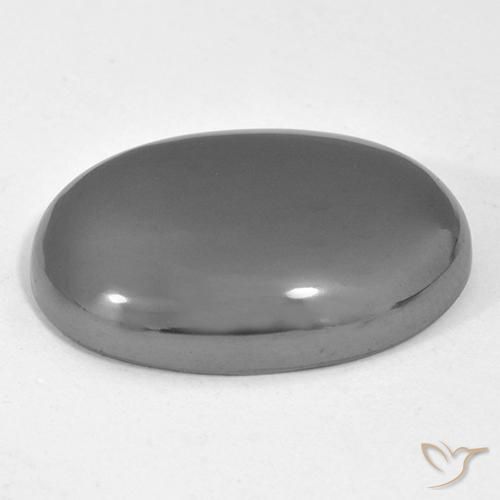 Hematites Gris plateado natural de 36.77 ct, Ovalada, Opaco