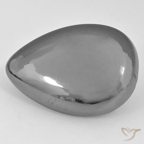 33.60ct Natural Gris plateado Hematites, En forma de pera, Opaco