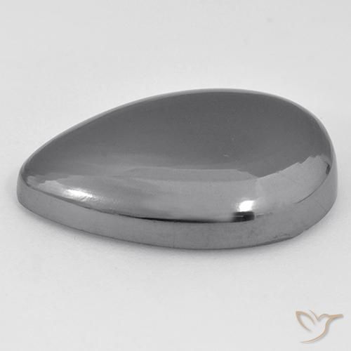 Hematites Gris plateado natural de 33.60 ct, En forma de pera, Opaco