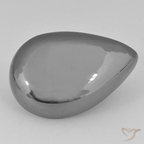 Hematites Gris plateado natural de 40.28 ct, En forma de pera, Opaco