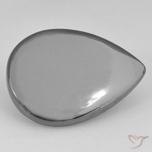 Hematites Gris plateado natural de 18.31 ct, En forma de pera, Opaco