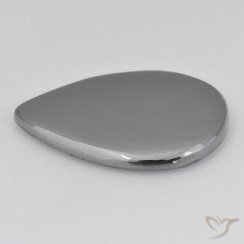 Hematites Gris plateado natural de 18.31 ct, En forma de pera, Opaco