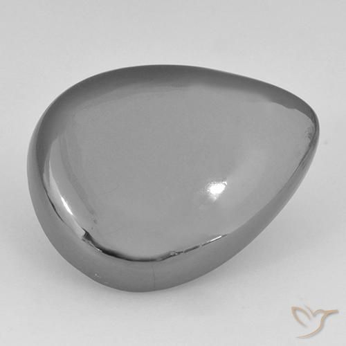 Hematites Gris plateado natural de 26.63 ct, En forma de pera, Opaco