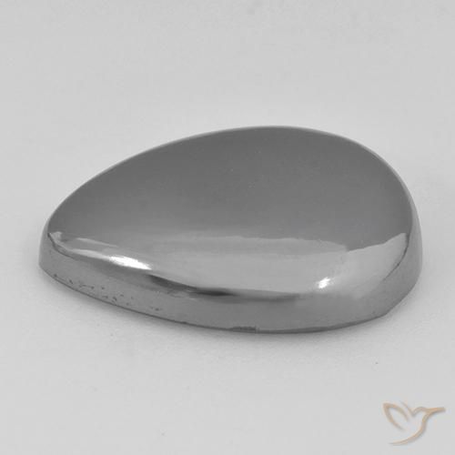 Hematites Gris plateado natural de 26.63 ct, En forma de pera, Opaco
