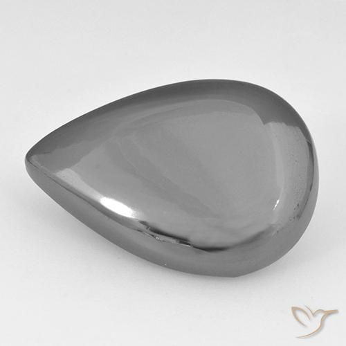 28.42ct Natural Gris plateado Hematites, En forma de pera, Opaco