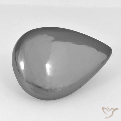 Hematites Gris plateado natural de 28.42 ct, En forma de pera, Opaco