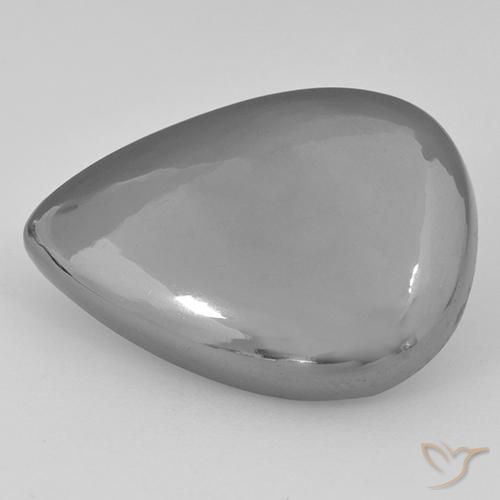 30.47ct Natural Gris plateado Hematites, En forma de pera, Opaco