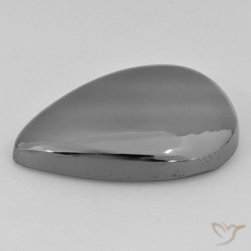 Hematites Gris plateado natural de 30.47 ct, En forma de pera, Opaco