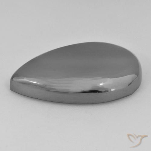 Hematites Gris plateado natural de 31.43 ct, En forma de pera, Opaco