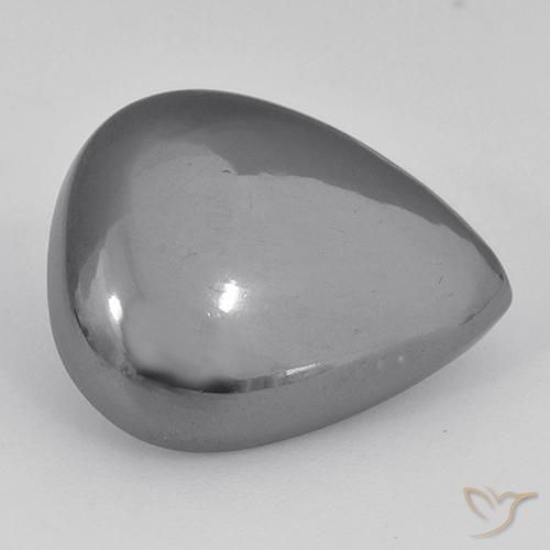 Hematites Gris plateado natural de 23.36 ct, En forma de pera, Opaco
